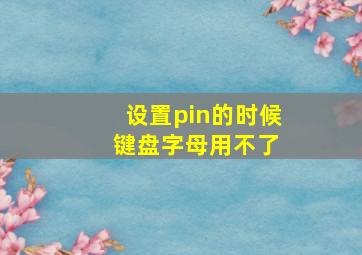 设置pin的时候 键盘字母用不了